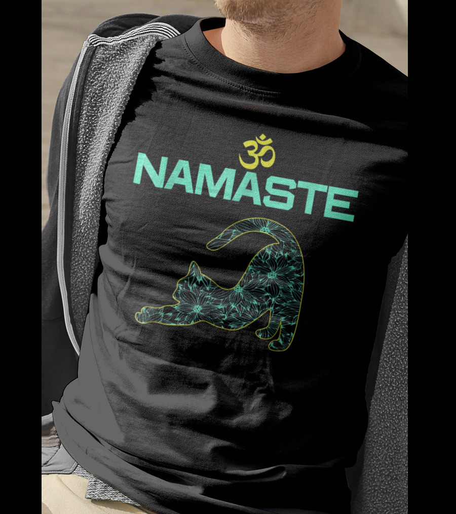 Om Namaste Cat Yoga Ying Yang Balance T-Shirt