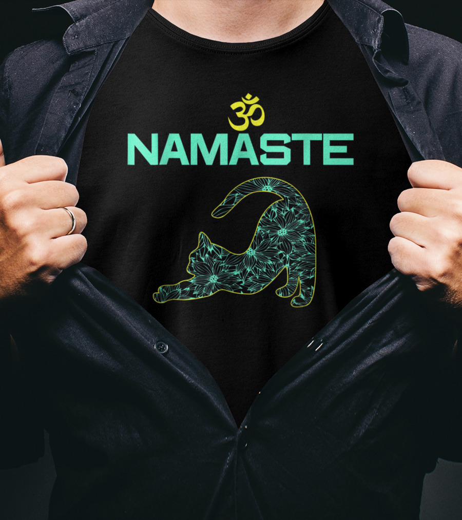 Om Namaste Cat Yoga Ying Yang Balance T-Shirt