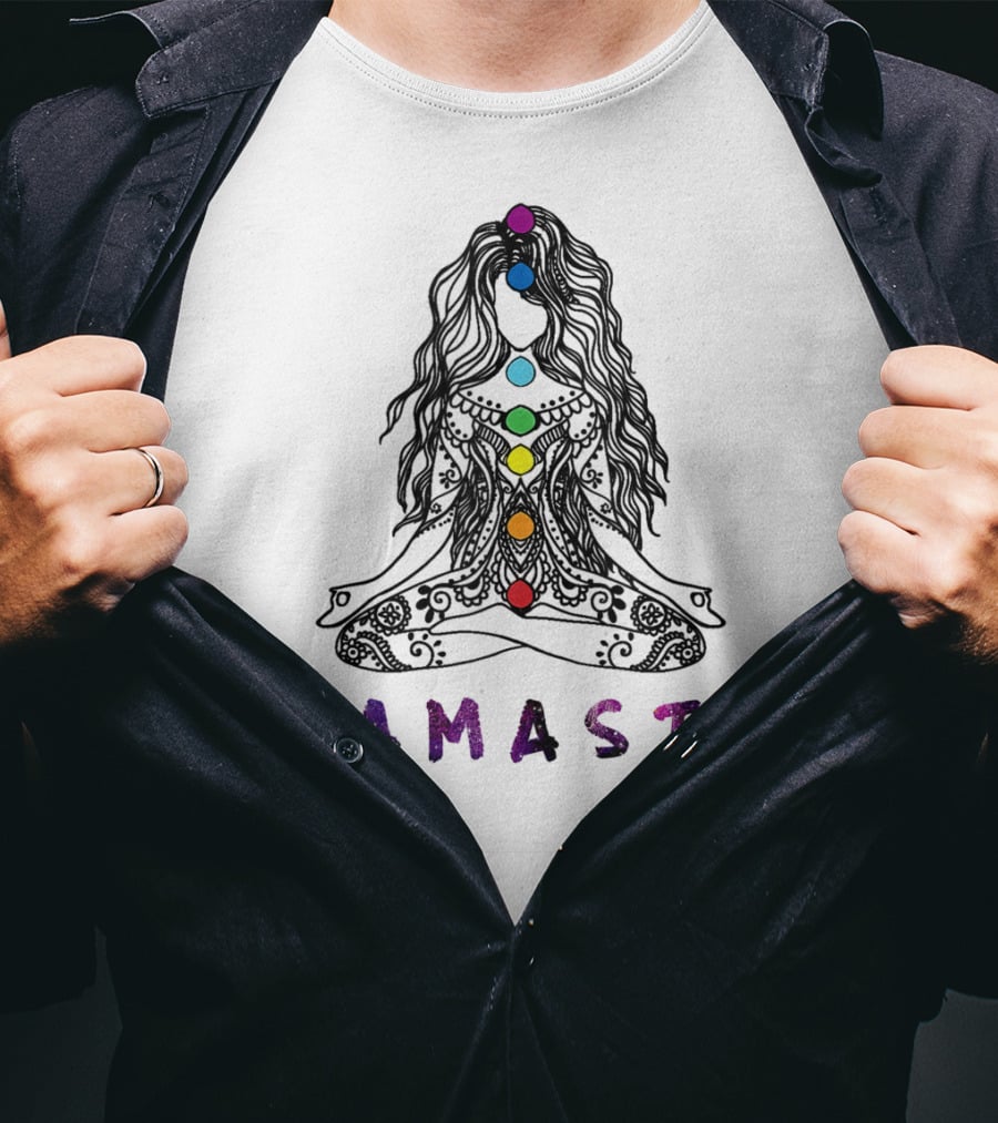 Namaste Chakra Meditation Yoga Pose Spiritual Energy T-Shirt