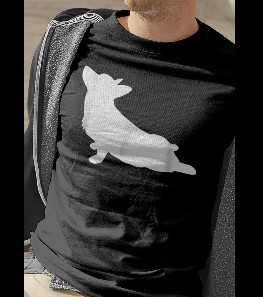 Corgi Yoga Silhouette Stretch Pose T-Shirt