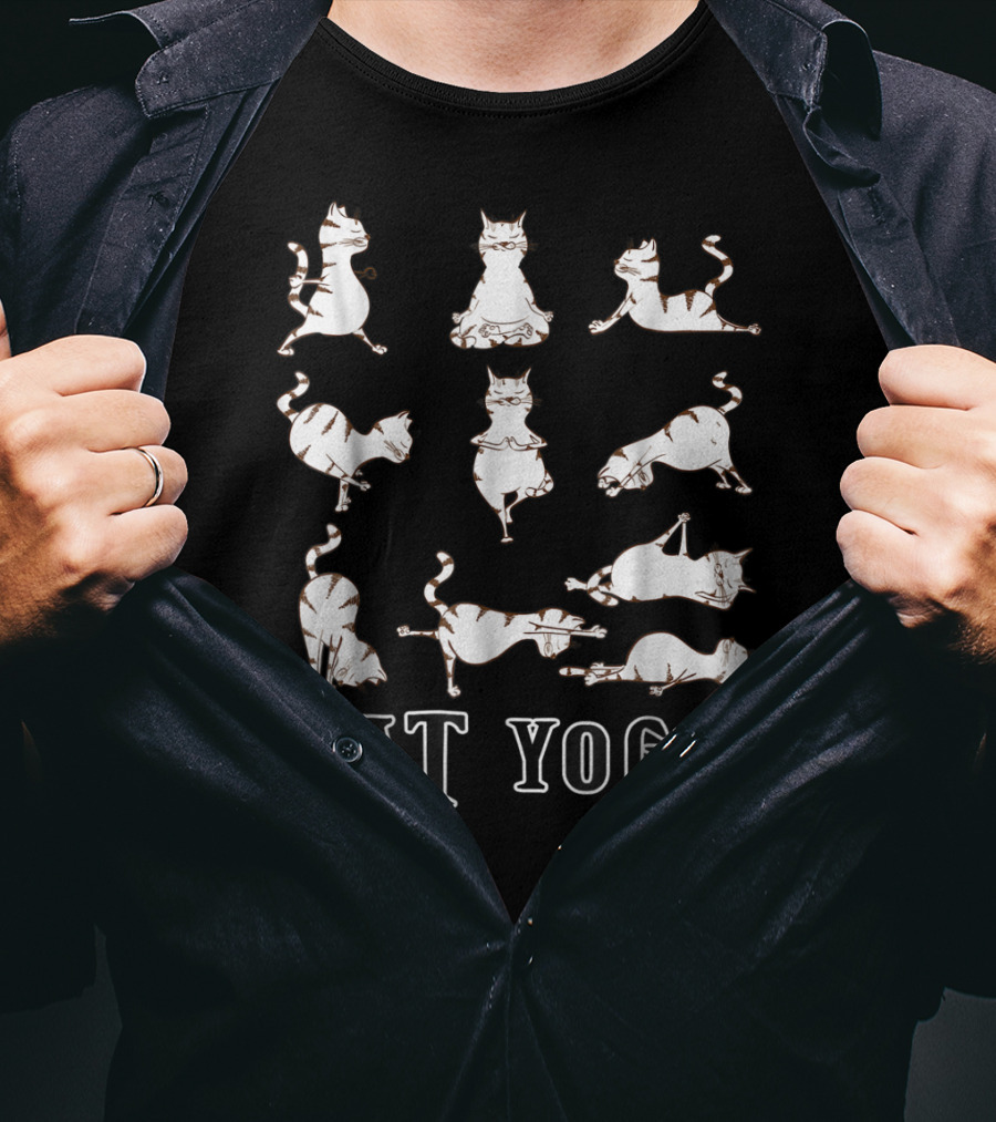 Cute Cat Yoga Perfect Meditation Darks Cat Yoga T-Shirt