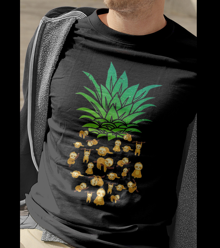 Sloth Lovers Cute Yoga Pineapple T-Shirt