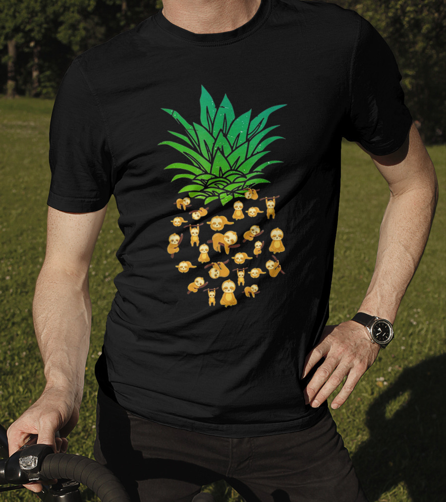 Sloth Lovers Cute Yoga Pineapple T-Shirt