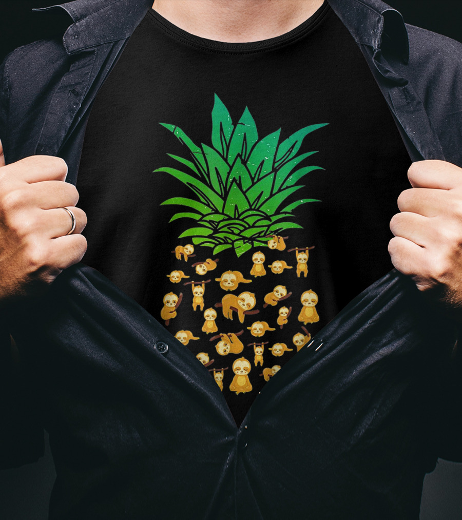 Sloth Lovers Cute Yoga Pineapple T-Shirt