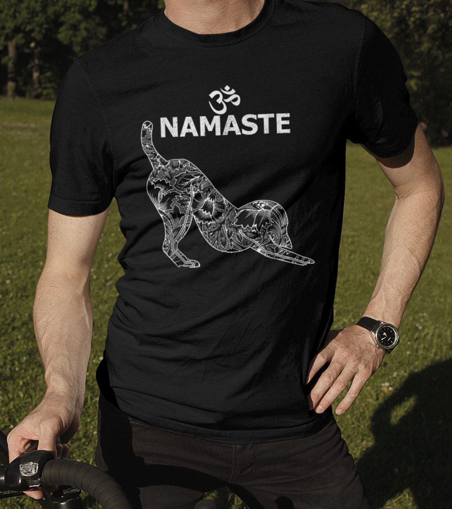 Namaste Om Dog Yoga Funny Namaste Om T-Shirt