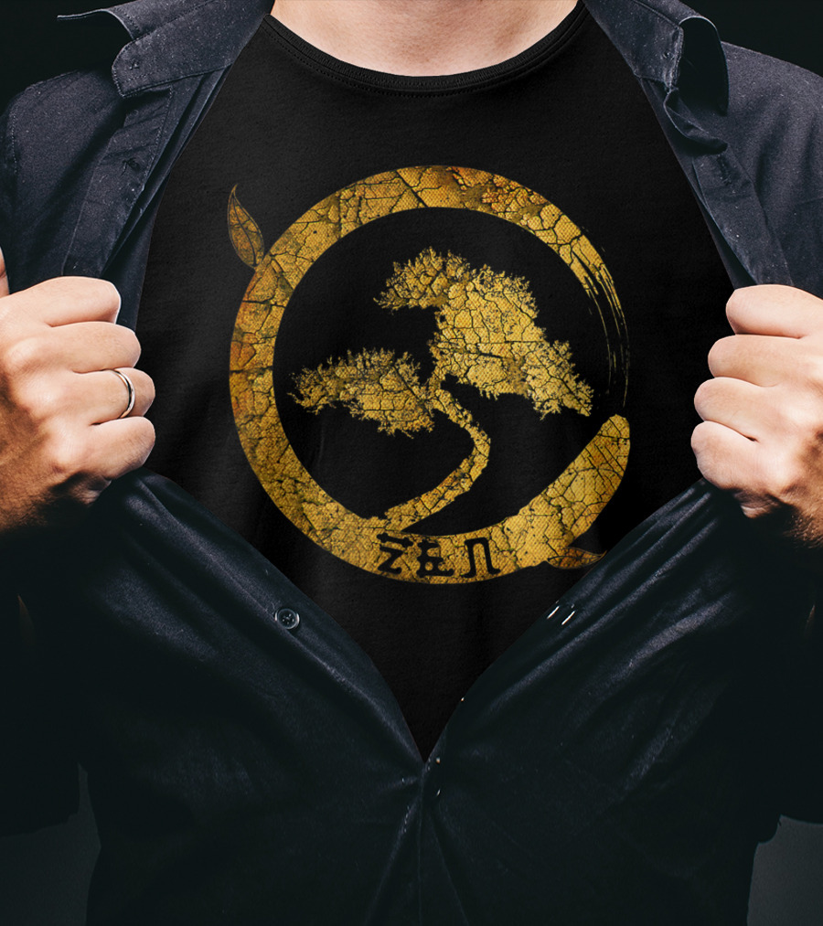 Zen Buddha Bonsai Peaceful Meditation Yoga Circle T-Shirt