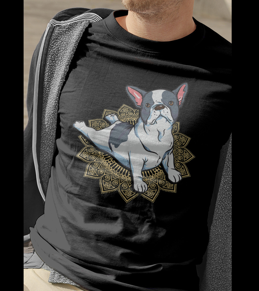 French Bulldog Yoga Frenchie Namaste Spiritual Mandala Pose T-Shirt