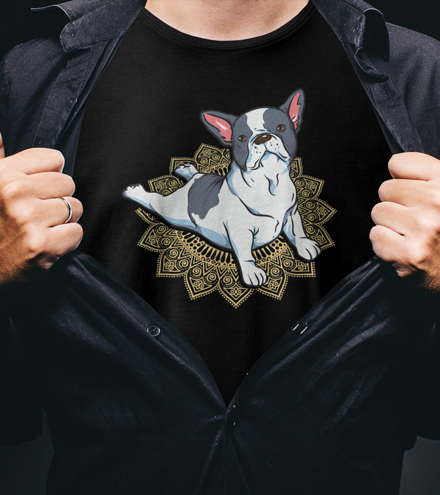 French Bulldog Yoga Frenchie Namaste Spiritual Mandala Pose T-Shirt