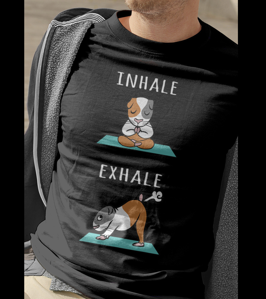 Guinea Pig Yoga Inhale Exhale Funny Pet Meditation T-Shirt