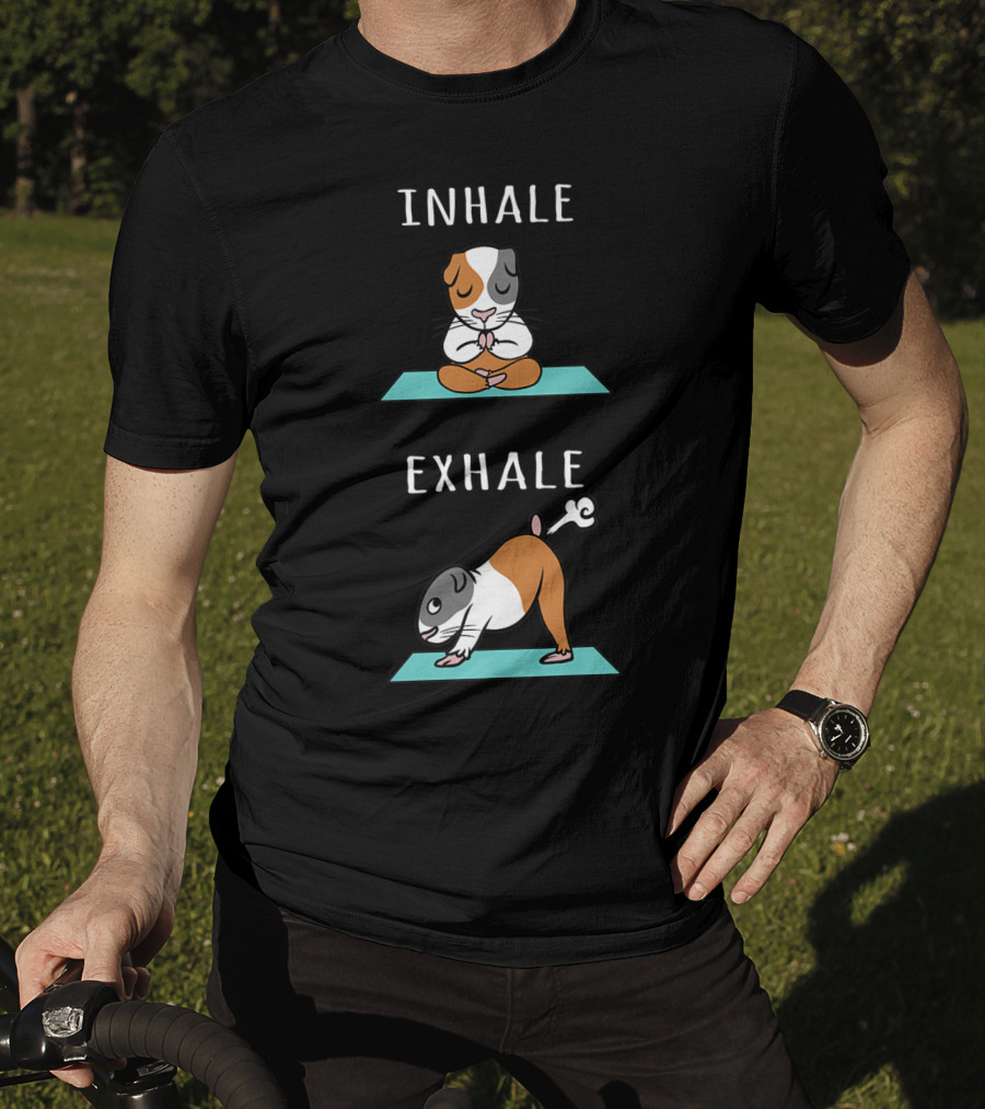 Guinea Pig Yoga Inhale Exhale Funny Pet Meditation T-Shirt
