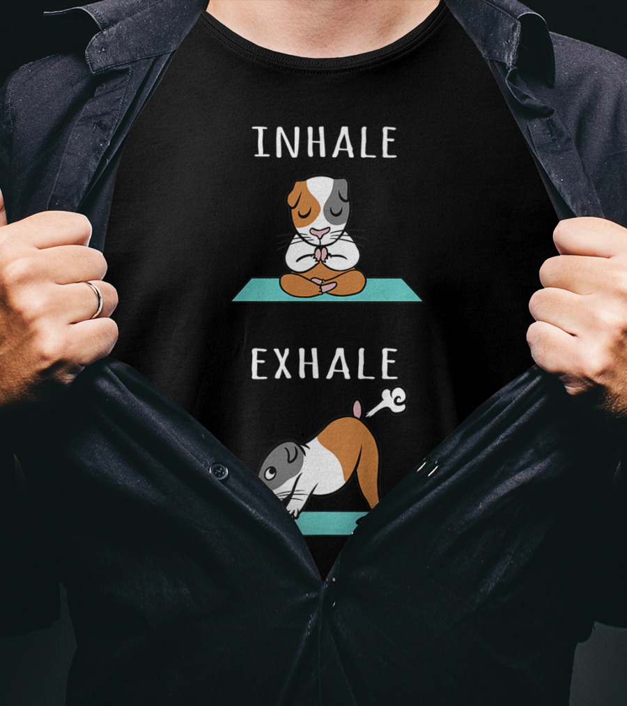 Guinea Pig Yoga Inhale Exhale Funny Pet Meditation T-Shirt