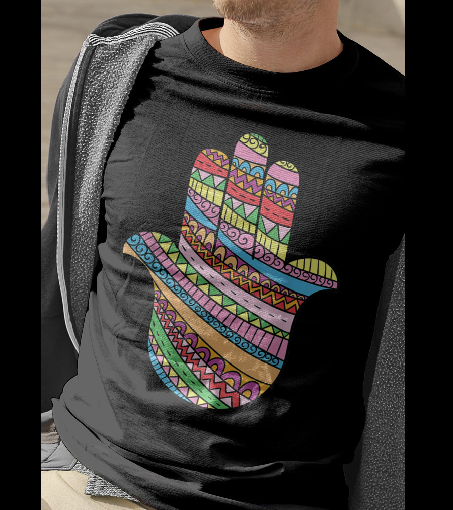 Hamsa Hand Buddha Arabic Amulet Meditation Colorful T-Shirt
