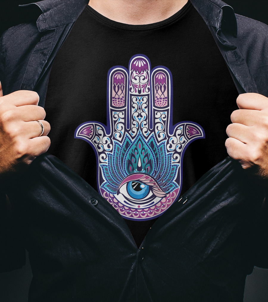 Hamsa Mandala Eye Hand Of Fatima Womens Yoga Iconic T-Shirt
