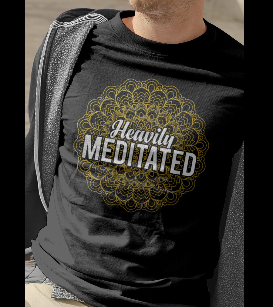 Heavily Meditated Funny Yoga Pun With Mandala T-Shirt