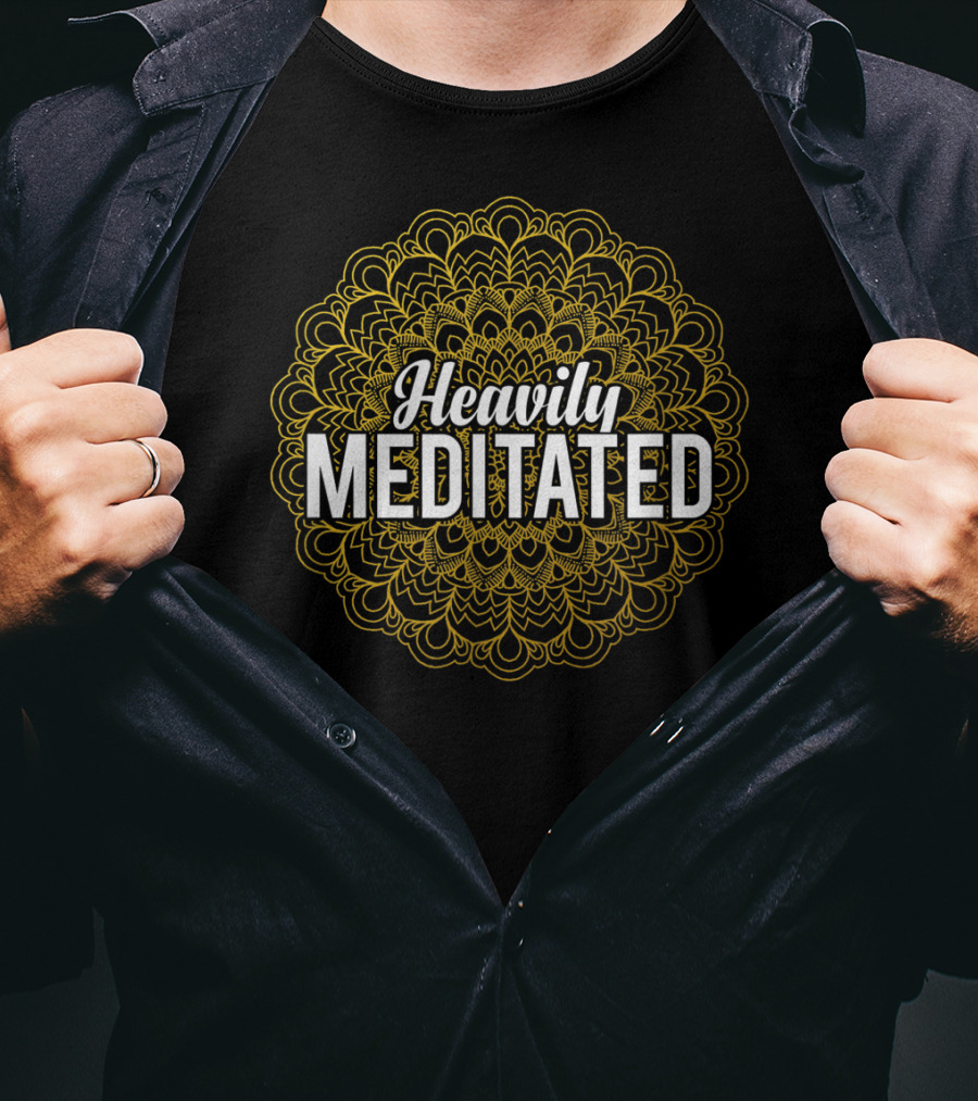 Heavily Meditated Funny Yoga Pun With Mandala T-Shirt