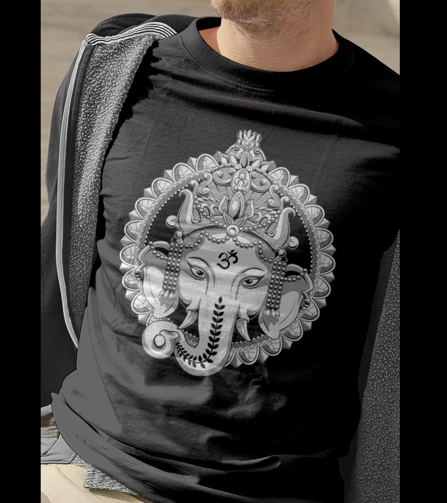 Ganesh Elephant Om Symbol Hindu Yoga Meditation T-Shirt