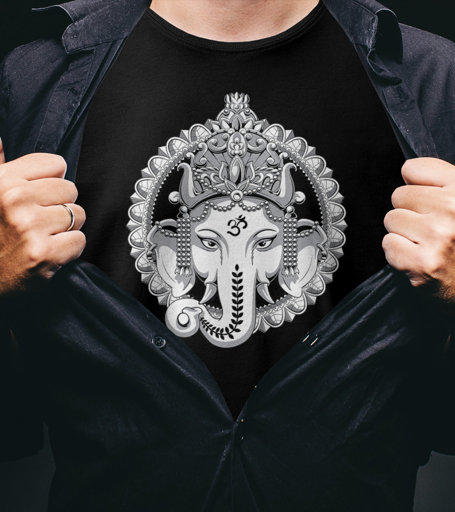 Ganesh Elephant Om Symbol Hindu Yoga Meditation T-Shirt