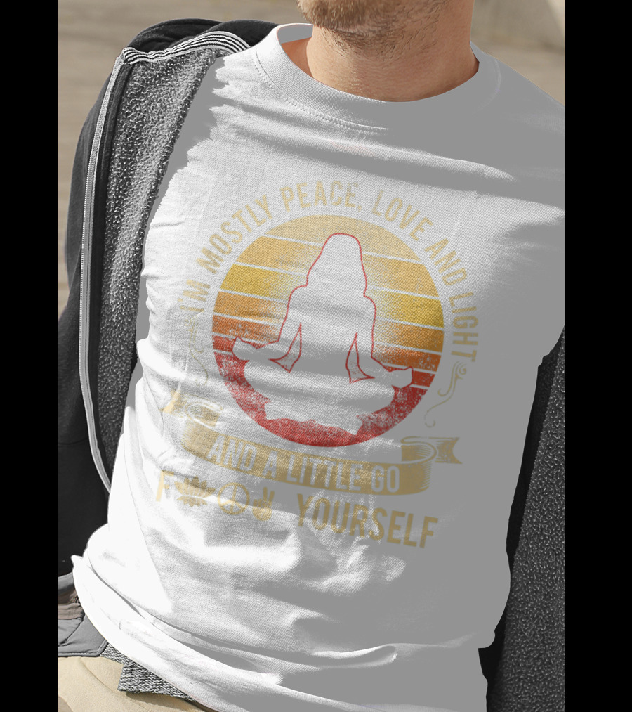 I Am Mostly Peace Love Light Lotus Peace Sign Gesture Go Yourself T-Shirt