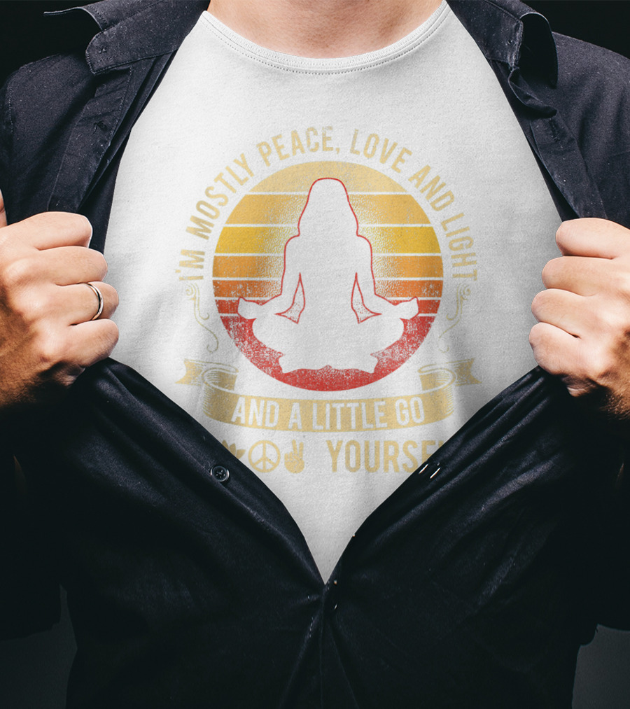 I Am Mostly Peace Love Light Lotus Peace Sign Gesture Go Yourself T-Shirt