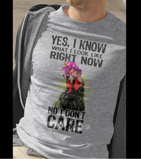 Yes I Know What I Look Like Right Now No I Don't Care Rooster With Bow Glasses T-Shirt