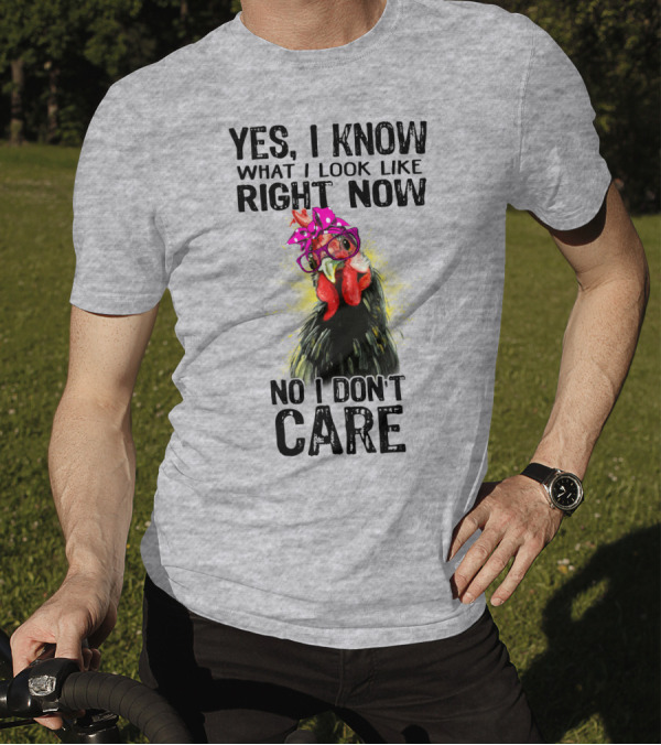 Yes I Know What I Look Like Right Now No I Don't Care Rooster With Bow Glasses T-Shirt