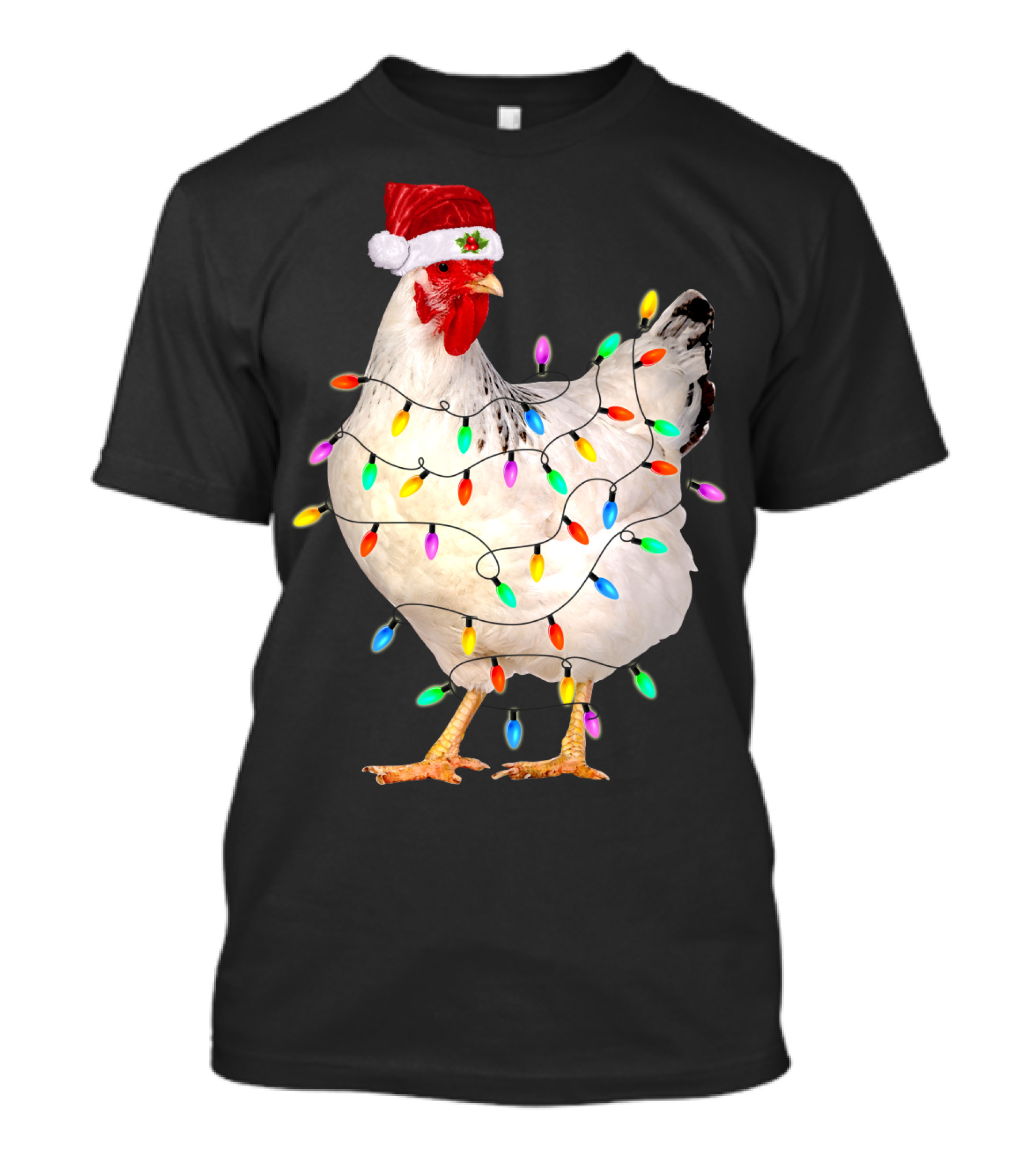 Chicken Light Christmas Santa Hat String Lights T-Shirt