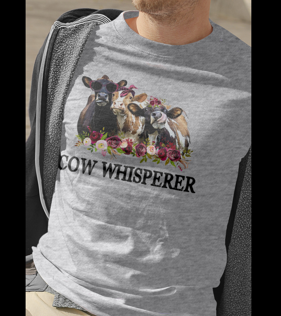 Cow Whisperer Funny Cows With Sunglasses And Flowers T-Shirt