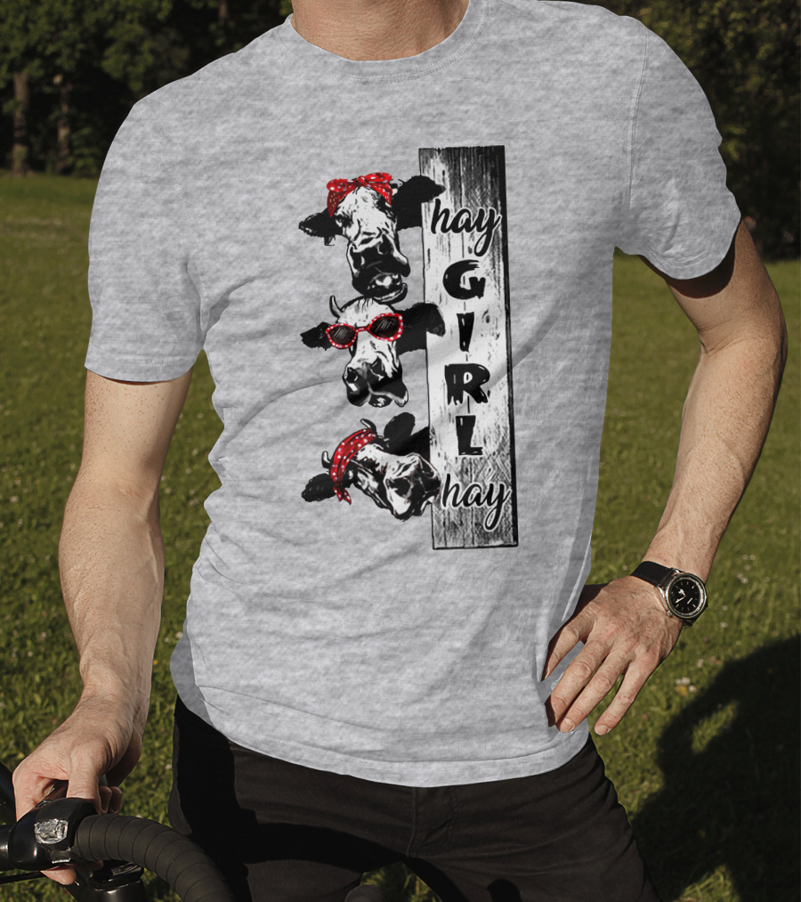 Hay GIRL Hay Cow Trio Red Bandana And Glasses T-Shirt