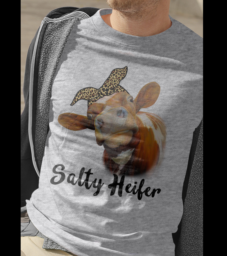 Salty Heifer Leopard Headband Cow T-Shirt