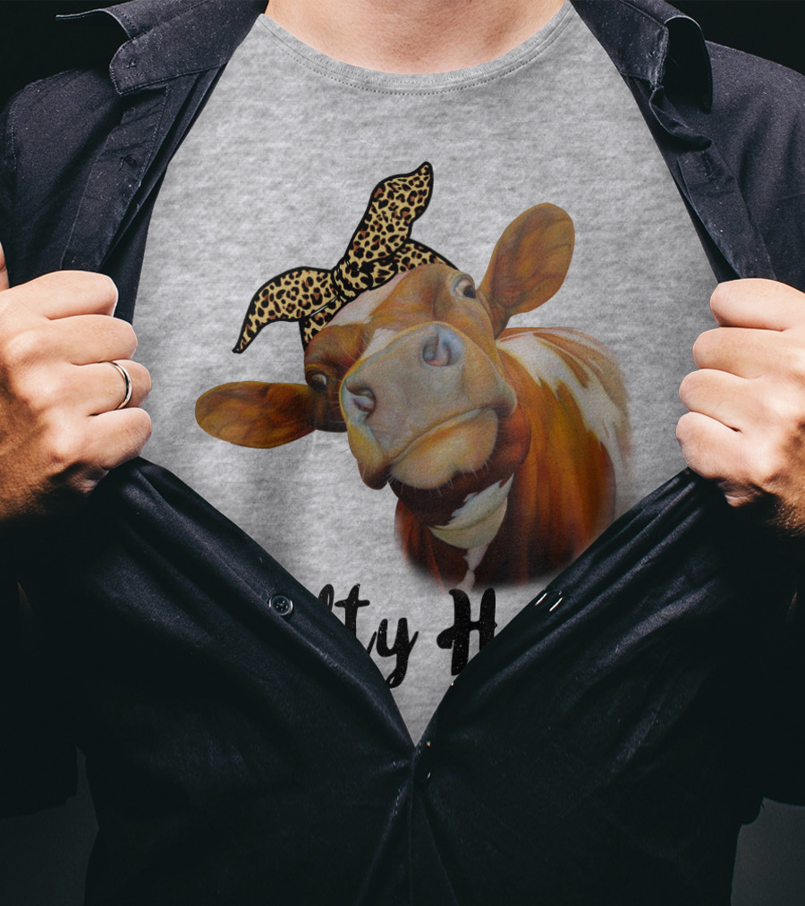 Salty Heifer Leopard Headband Cow T-Shirt