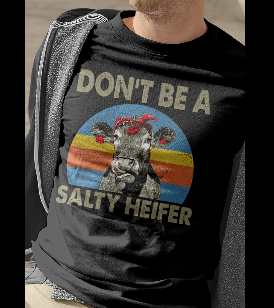 DON'T BE A SALTY HEIFER Retro Cow Bandana T-Shirt