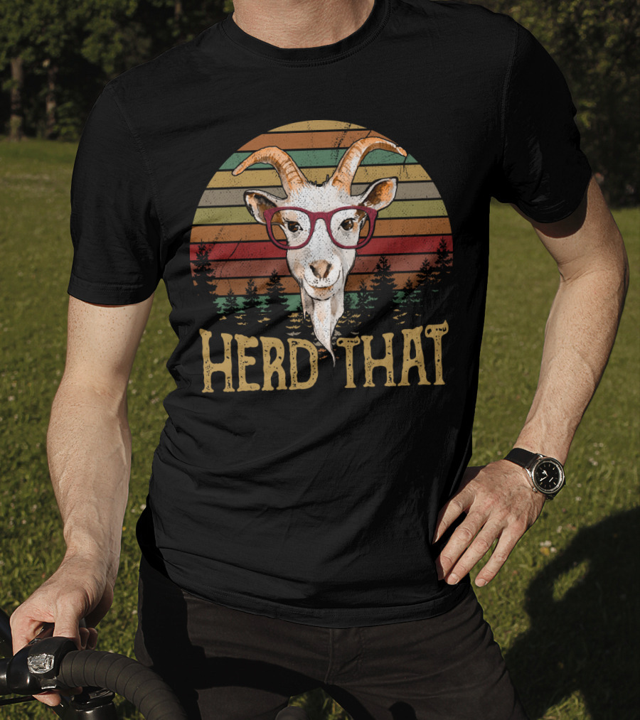 Goat Herd That Retro Style Glasses Forest Silhouette Vintage T-Shirt
