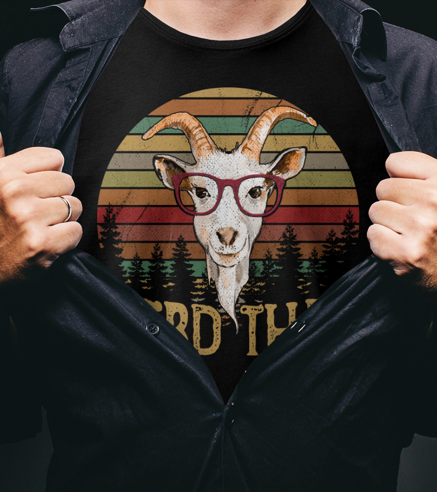Goat Herd That Retro Style Glasses Forest Silhouette Vintage T-Shirt