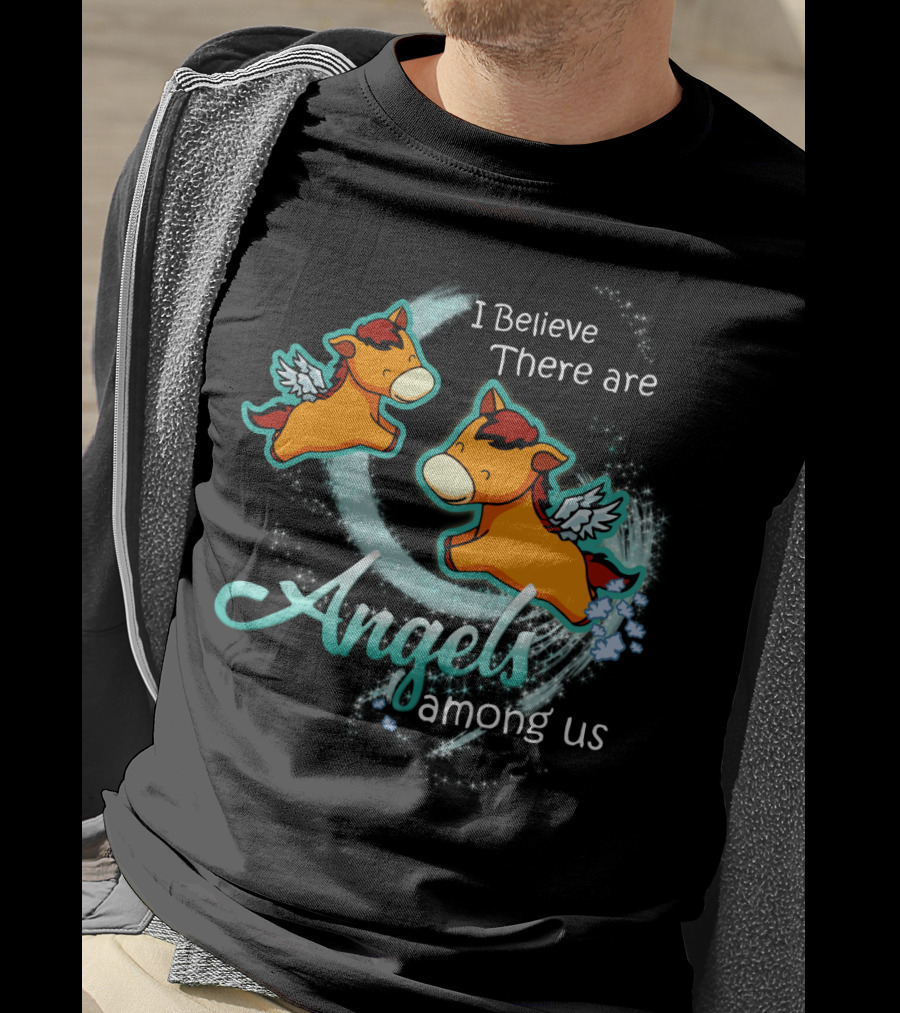 I Believe There Are Angels Among Us Flying Horses With Wings T-Shirt
