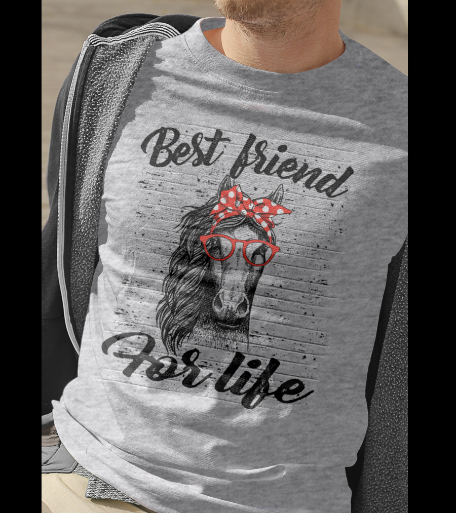 Best Friend For Life Horse With Red Polka Dot Bow And Glasses T-Shirt