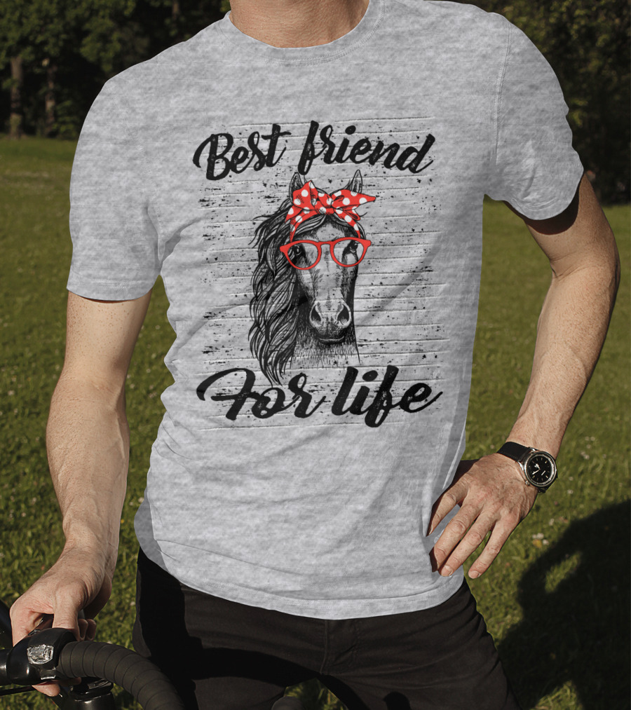 Best Friend For Life Horse With Red Polka Dot Bow And Glasses T-Shirt