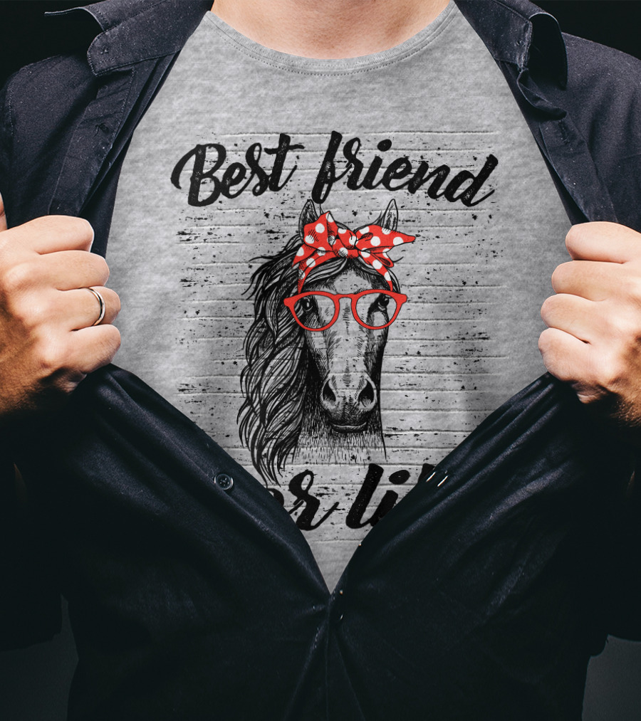 Best Friend For Life Horse With Red Polka Dot Bow And Glasses T-Shirt