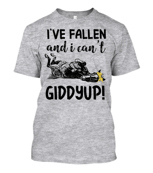 I've Fallen And I Can't Giddyup I've Fallen Cow With Yellow Bow T-Shirt