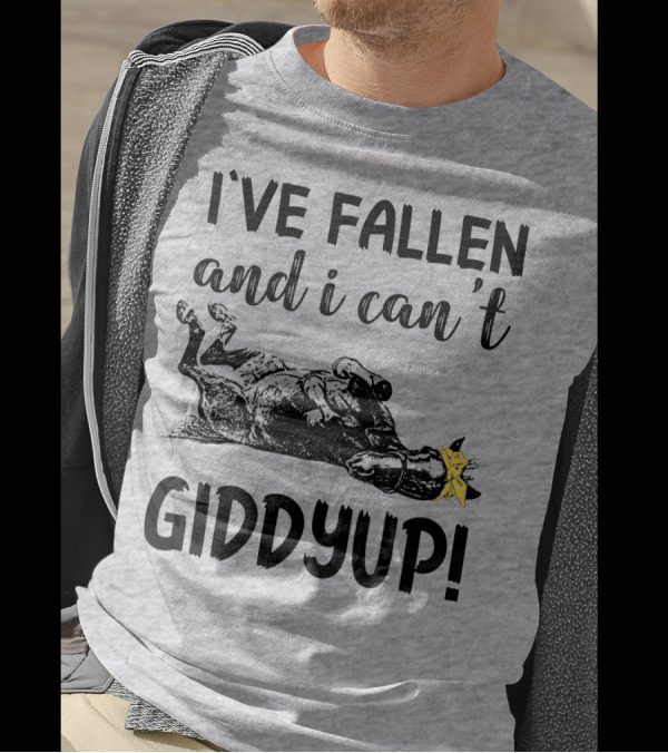 I've Fallen And I Can't Giddyup I've Fallen Cow With Yellow Bow T-Shirt