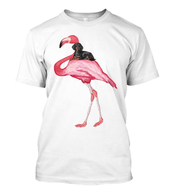 Flamingo And Dachshund Adventure T-Shirt