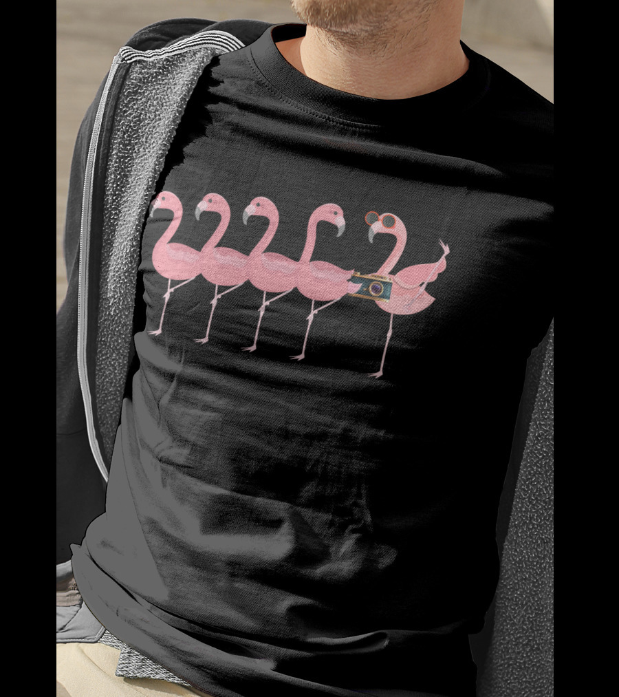 Flamingo With Camera And Sunglasses T-Shirt