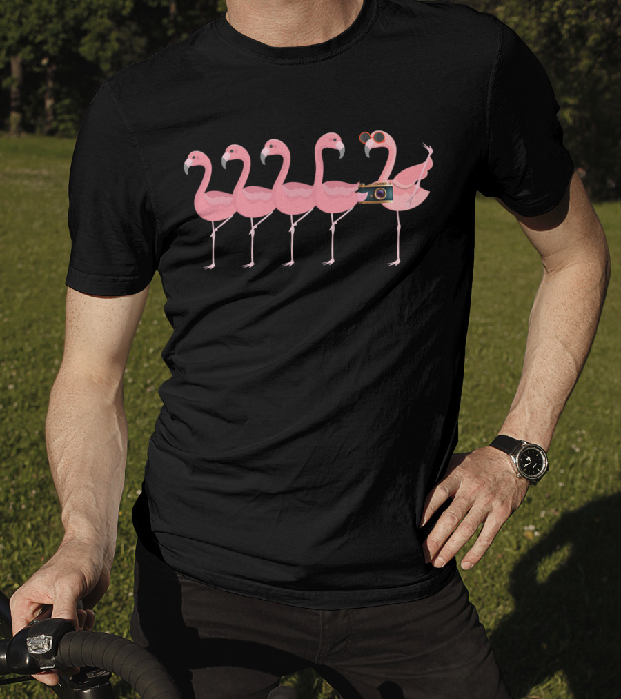 Flamingo With Camera And Sunglasses T-Shirt