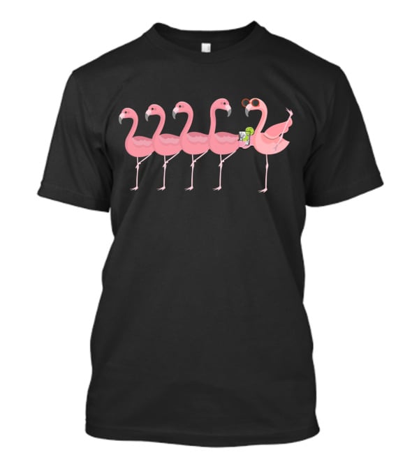 Flamingo Dance Party With Vodka Cocktails And Sunglasses T-Shirt