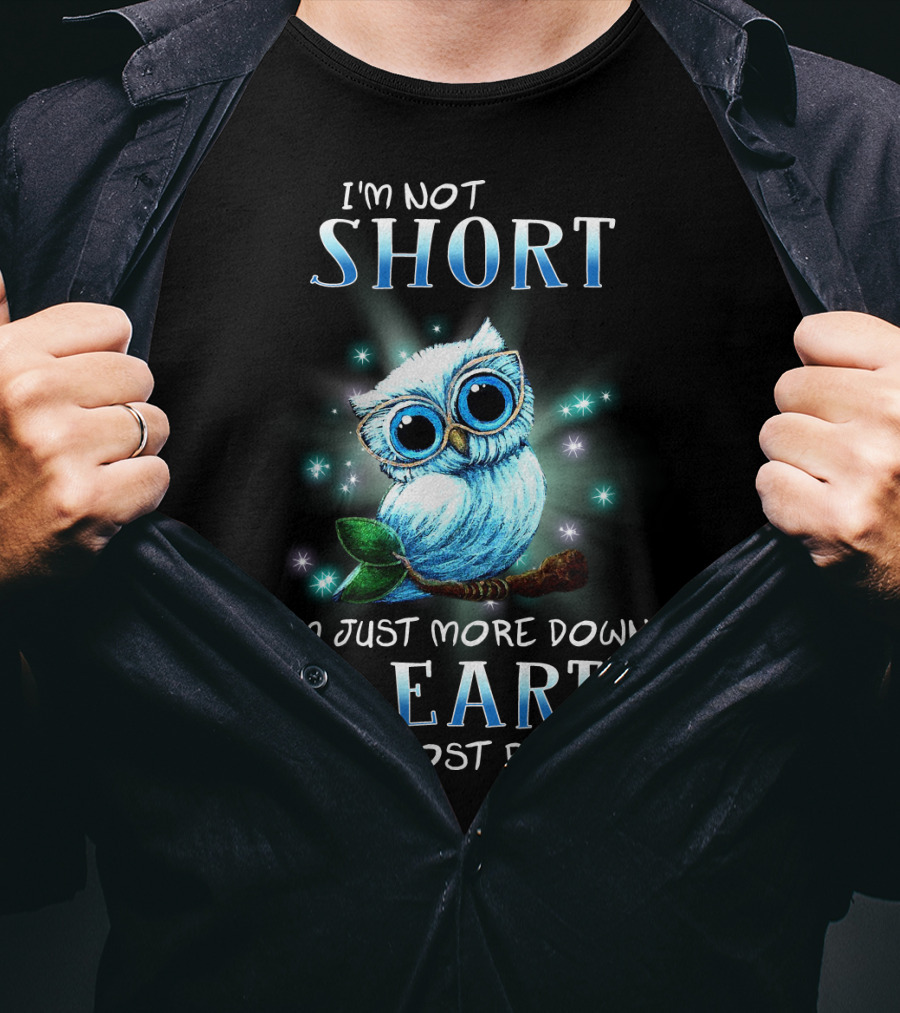 I'm Not Short I'm Just More Down To Earth Than Most People Cute Owl T-Shirt