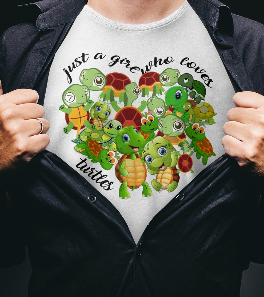 Just A Girl Who Loves Turtles Cute Cartoon Turtle Collection T-Shirt