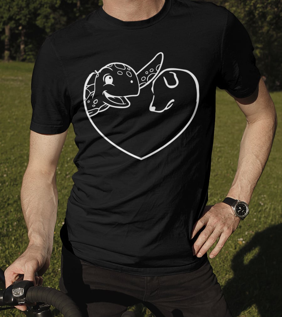 Turtle And Dogs Heart Outline TT001 T-Shirt