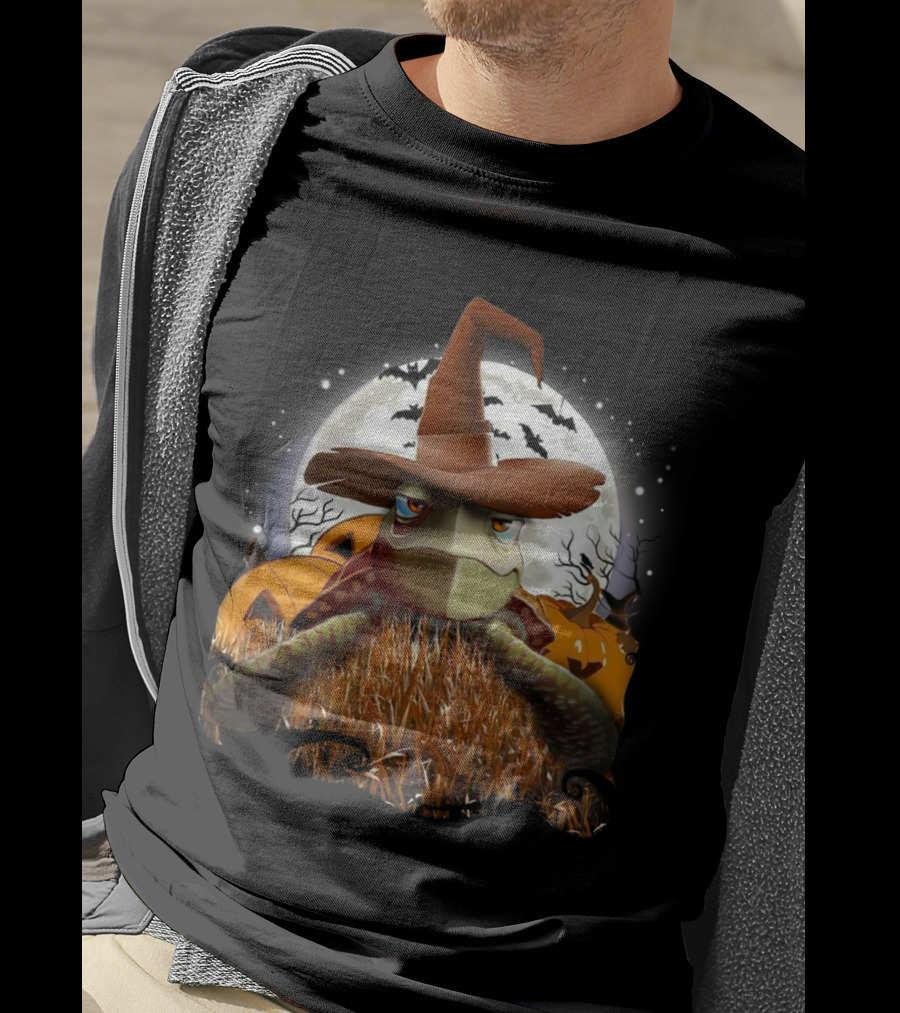 Halloween Turtle In Witch Hat Moonlit Pumpkin Patch T-Shirt