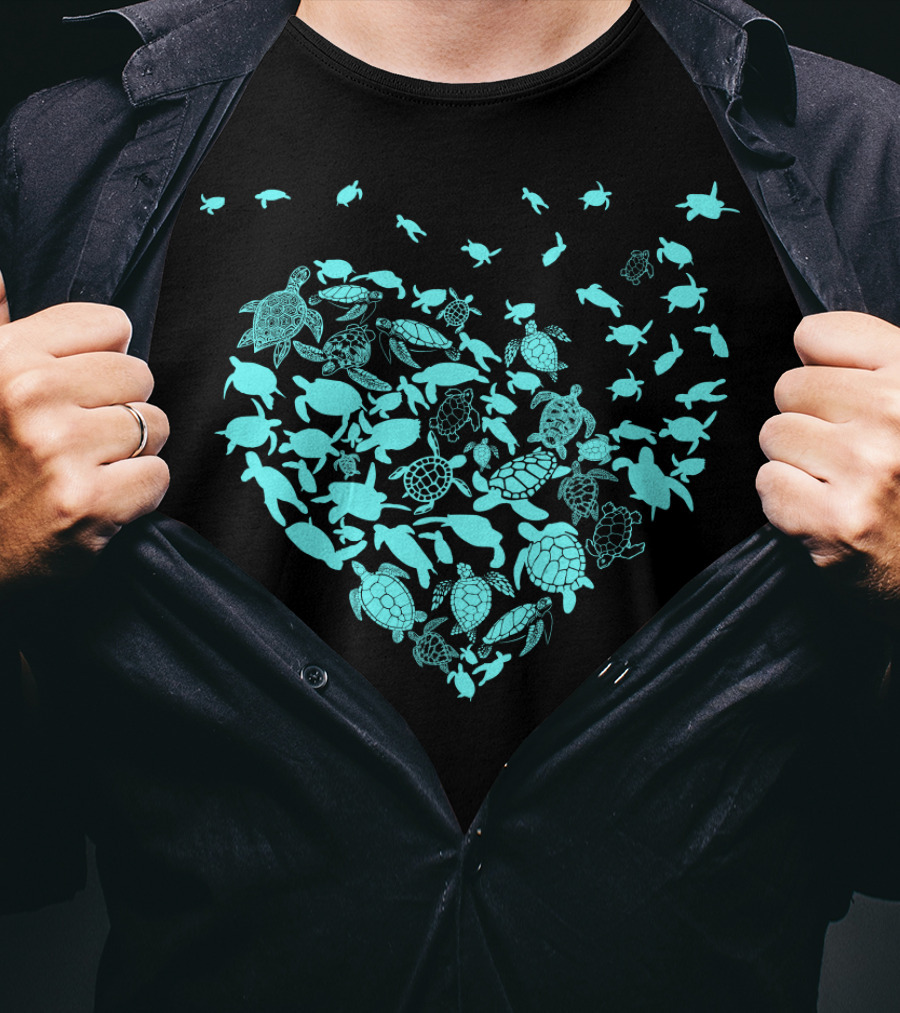 Turtles Heart Shape Ocean Love T-Shirt