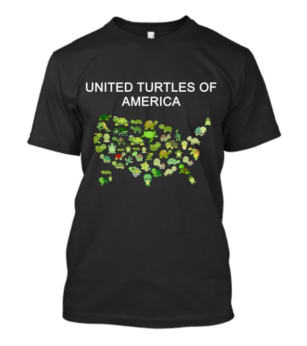 United Turtles Of America Map Illustrating Diverse Turtle Characters T-Shirt