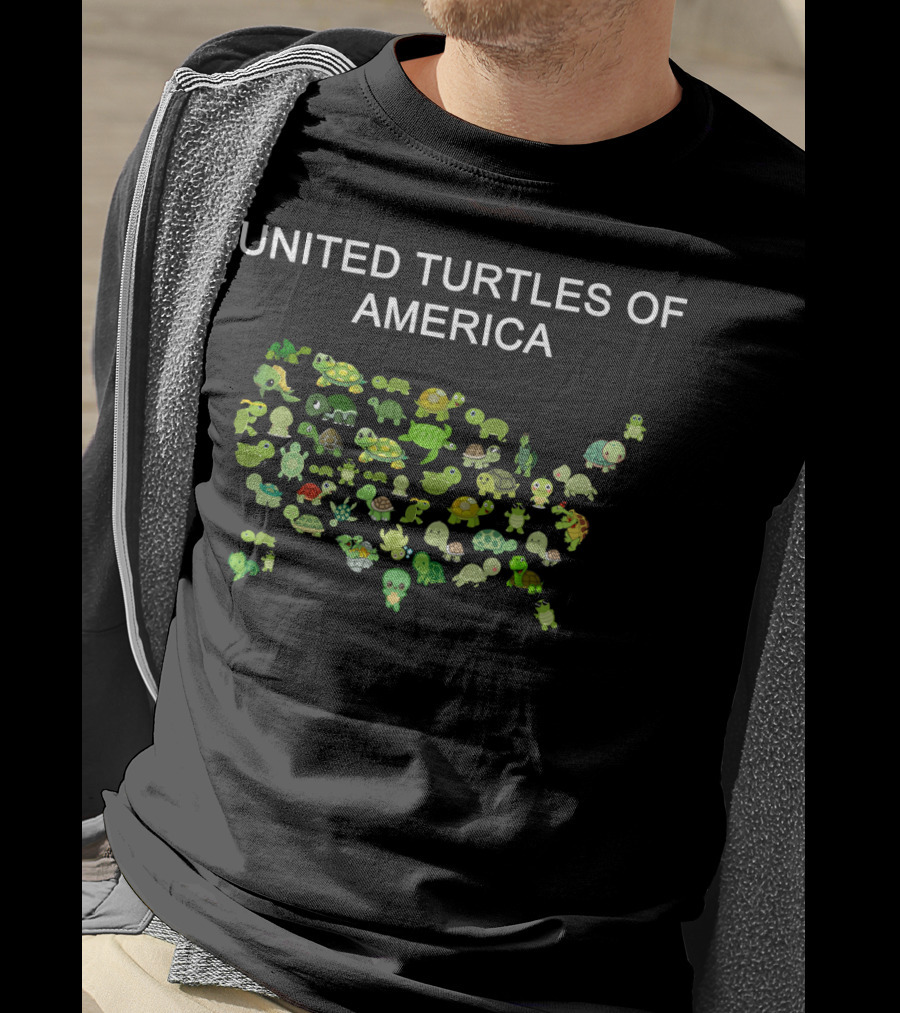 United Turtles Of America Map Illustrating Diverse Turtle Characters T-Shirt